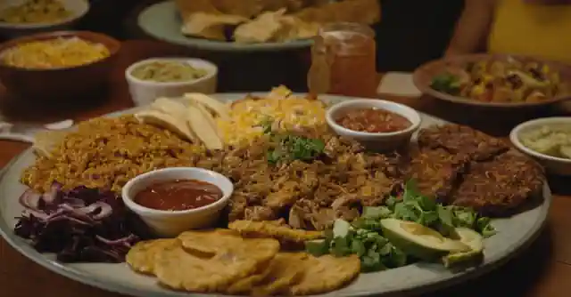 A diverse food platter with iconic Arizona dishes in an Avondale restaurant setting.