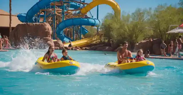 A family enjoying water sports at Aquatrix Water Park in Tempe.