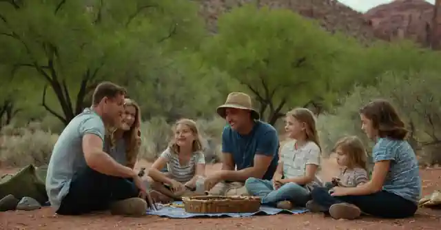 Families enjoying the great outdoors and learning nature in an Arizona camp.