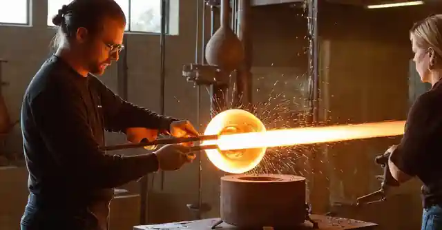 Glassblowing demonstration at Scottsdale Immersion Glass Studio.