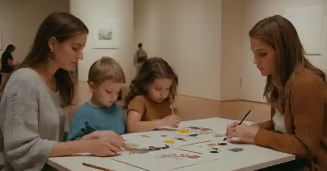 Family enjoying an art workshop in the Phoenix Art Museum.
