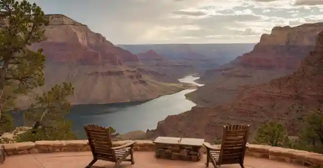Travel brochure featuring the picturesque view outside Alojamiento para todos los gustos in front of the grand, awe-inspiring Grand Canyon.