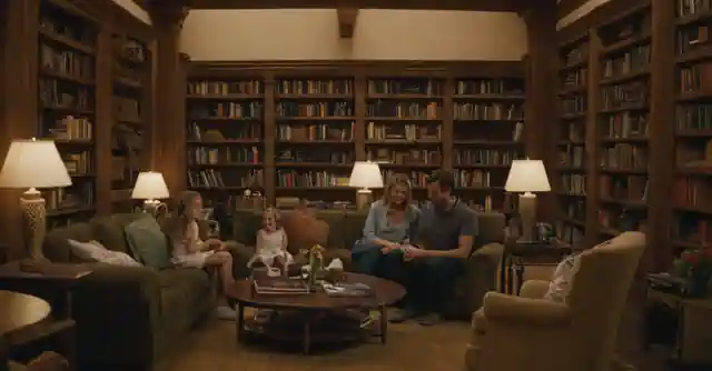Family enjoying activities together in the cozy park library of Old Town Scottsdale.