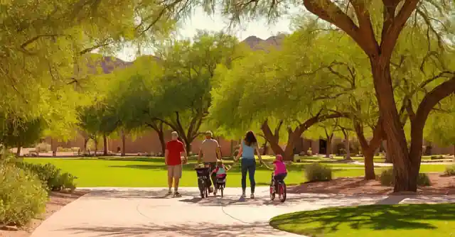 Family enjoying outdoor activities in the sunny parks of Peoria, Arizona.