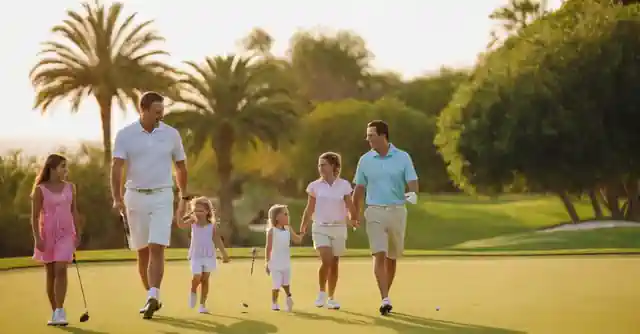 Family enjoying outdoor activities at the Pointe Verde Golf Club.