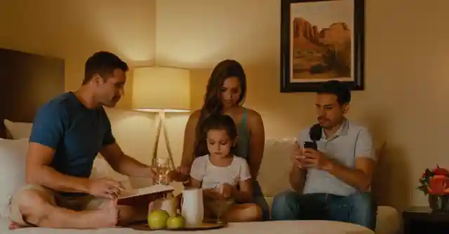 A family enjoying their stay at the Cuarto Y Suites in Peoria near Phoenix.