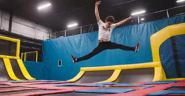 A young woman having fun at the extreme zones in Phoenix Gravitys Gravitay Trampole Park.