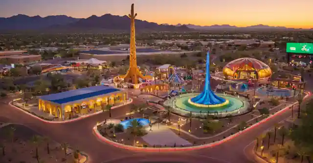 An image depicting various lively attractions within the Phoenix City area highlighted in the Pogo Pass. The pass includes activities and events that are suitable for a broad audience, including kids. The details shown could feature parks, museums, art installations or amusement parks, which can vary based on what is included in the actual Pogo Pass offerings at the time of image creation.