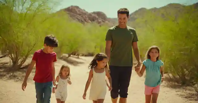 Family enjoying activities in the natural reserve at Ahwatukee with children.