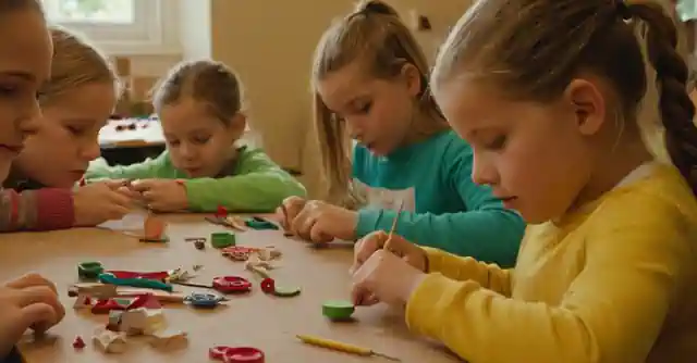 Kids engaging in various arts and crafts activities at a fun workshop in Glendn.