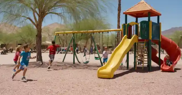 Children participating in water park activities at an AriZona Summer Fun Camp event.