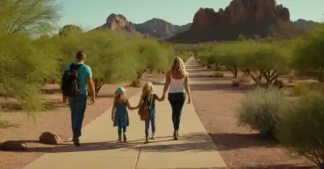 Family enjoying various landmarks and activities in Litchfield Park, Arizona.
