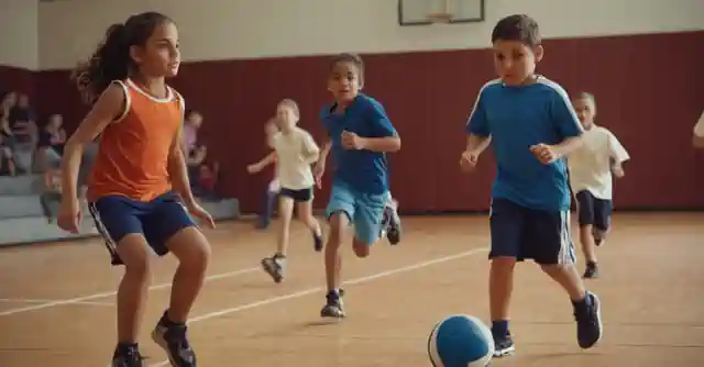 Illustration depicting children engaged in various sports activities at the Gilbert Community Center.