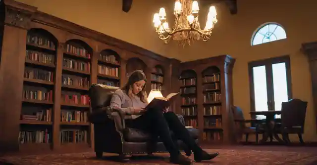 A person reading at the Castle Library in Queen Creek.